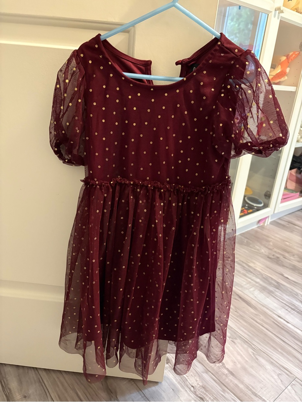 lilt Burgundy Tulle Party Dress with Gold Dots